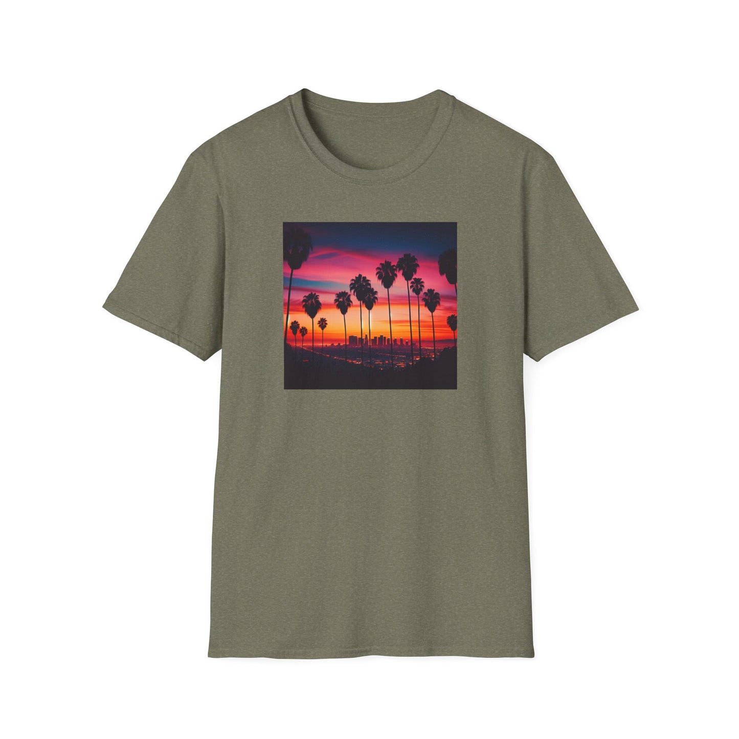 SUNSET PALM TREE Heavy Cotton Tee